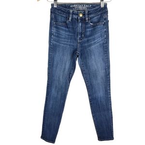 American Eagle 00 Short Petite Womens Jeans High Waist Jegging Skinny Blue Denim